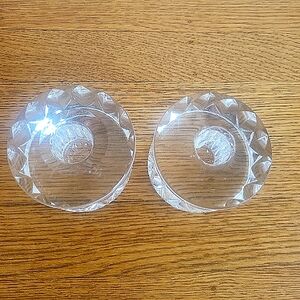 Two Heavy Crystal Candle Holders